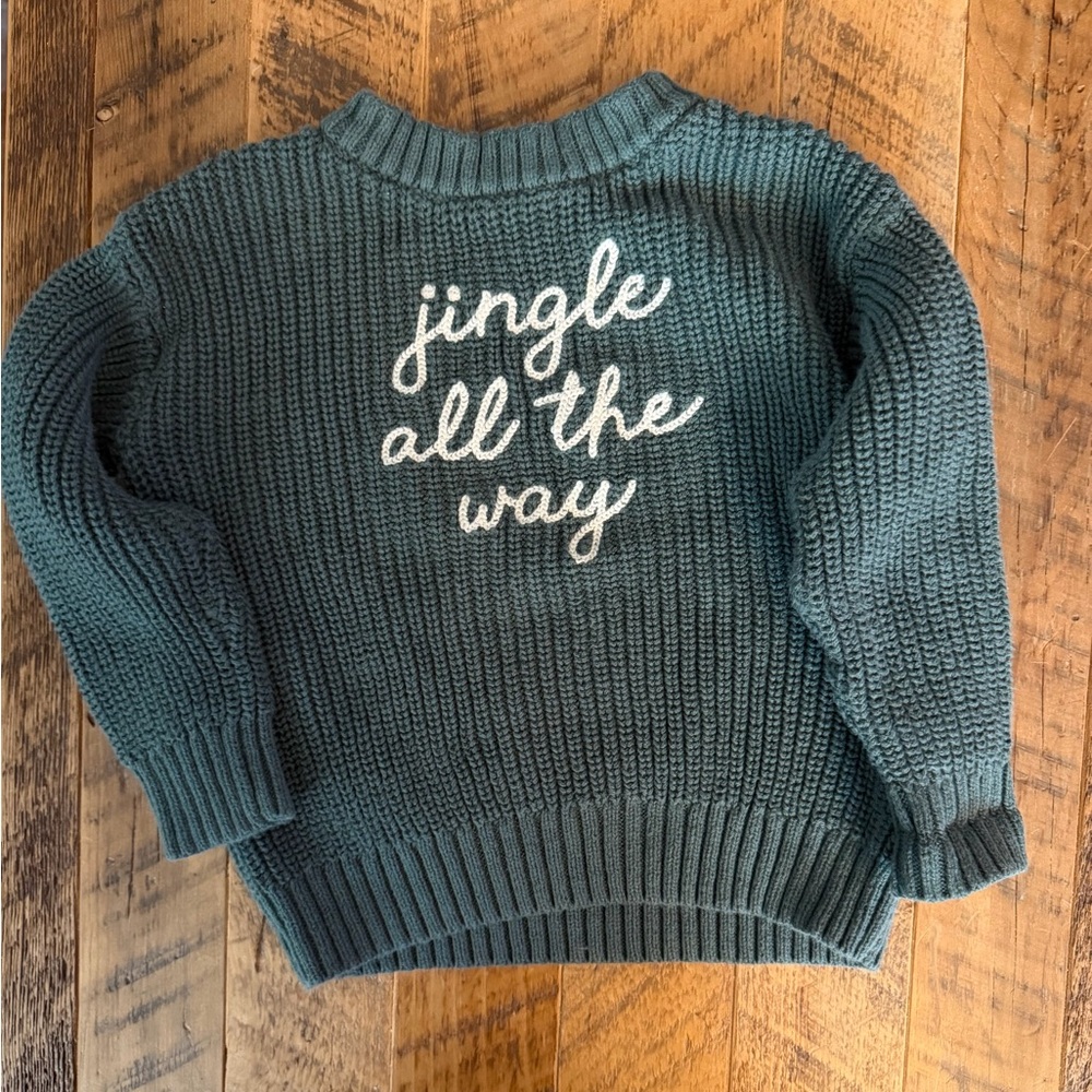 Kids Green Sweater - Jingle All The Way